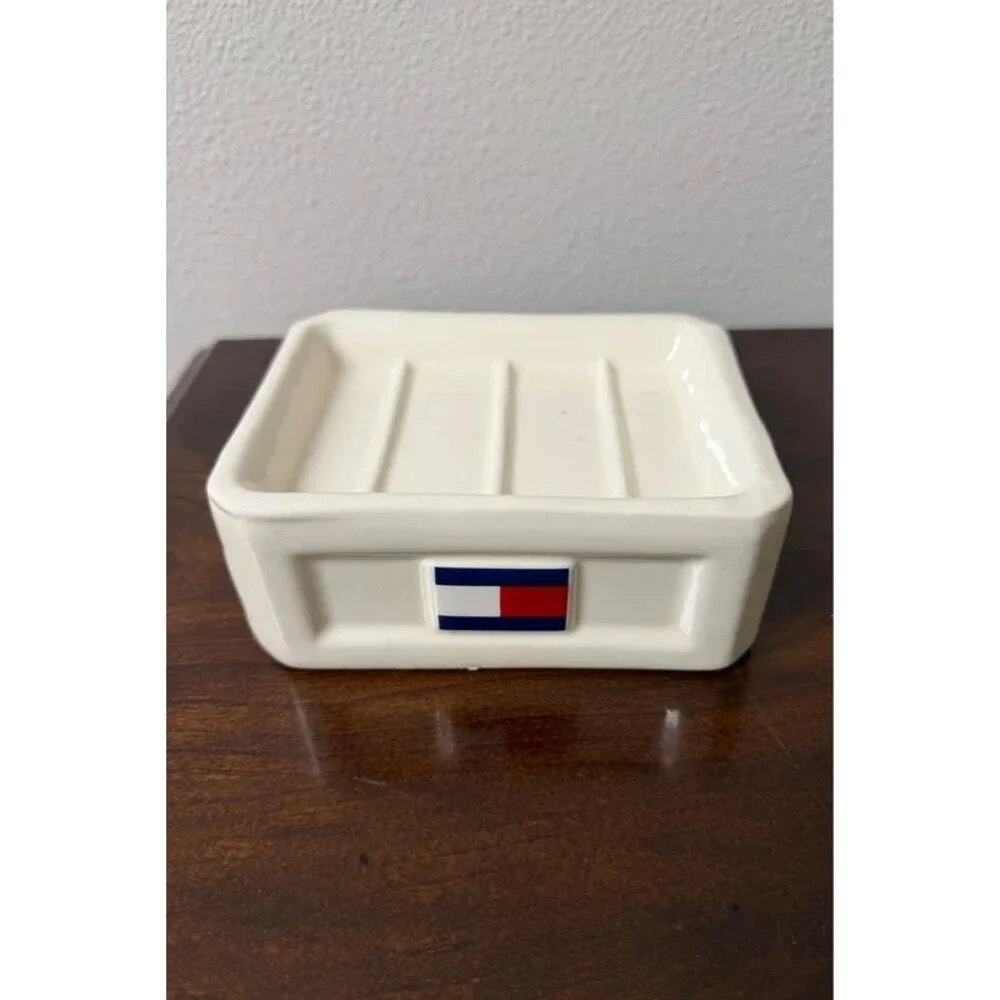 Vintage 1998 Tommy Hilfiger Ceramic Soap Dish Preppy Bathroom Decor